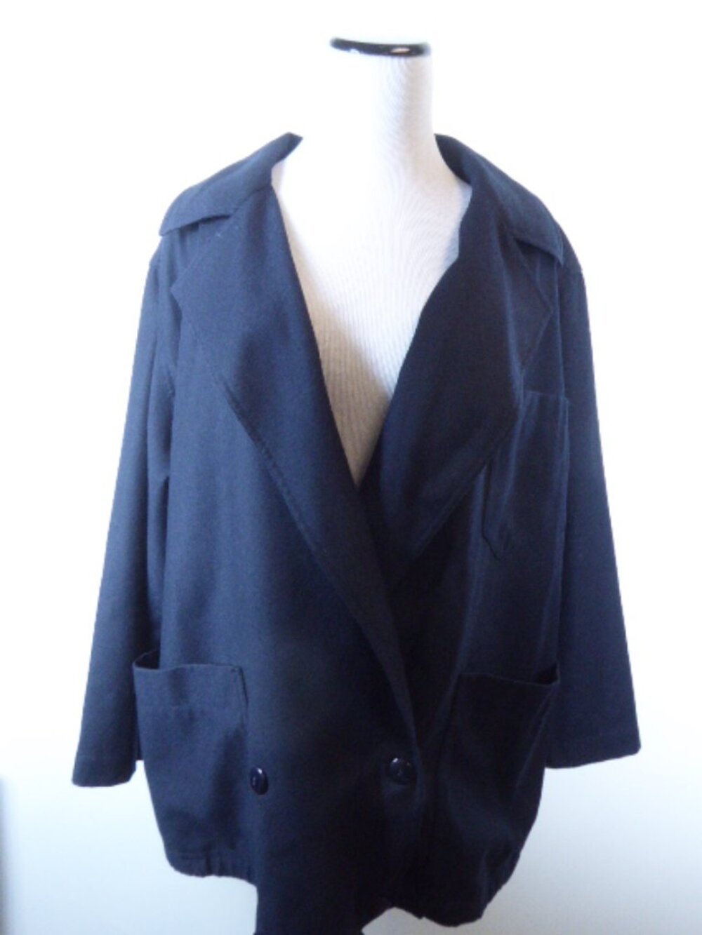 Alan Austin Vintage navy wool jacket unstructured i44 L. Beverly Hills Designer
